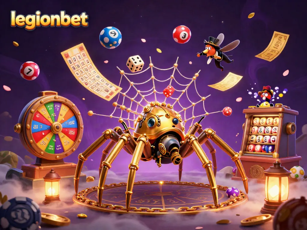 Engage with legionbet's vibrant gaming universe through this rich 3D casino illustration.