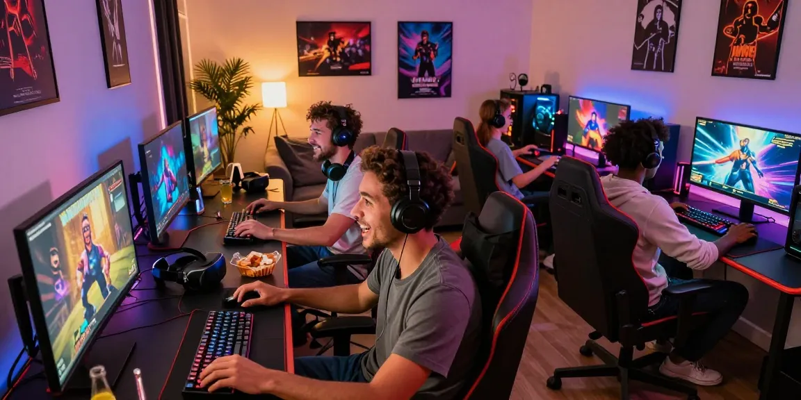 Immersive gaming environment showcasing players enjoying porn games online in a modern setting.