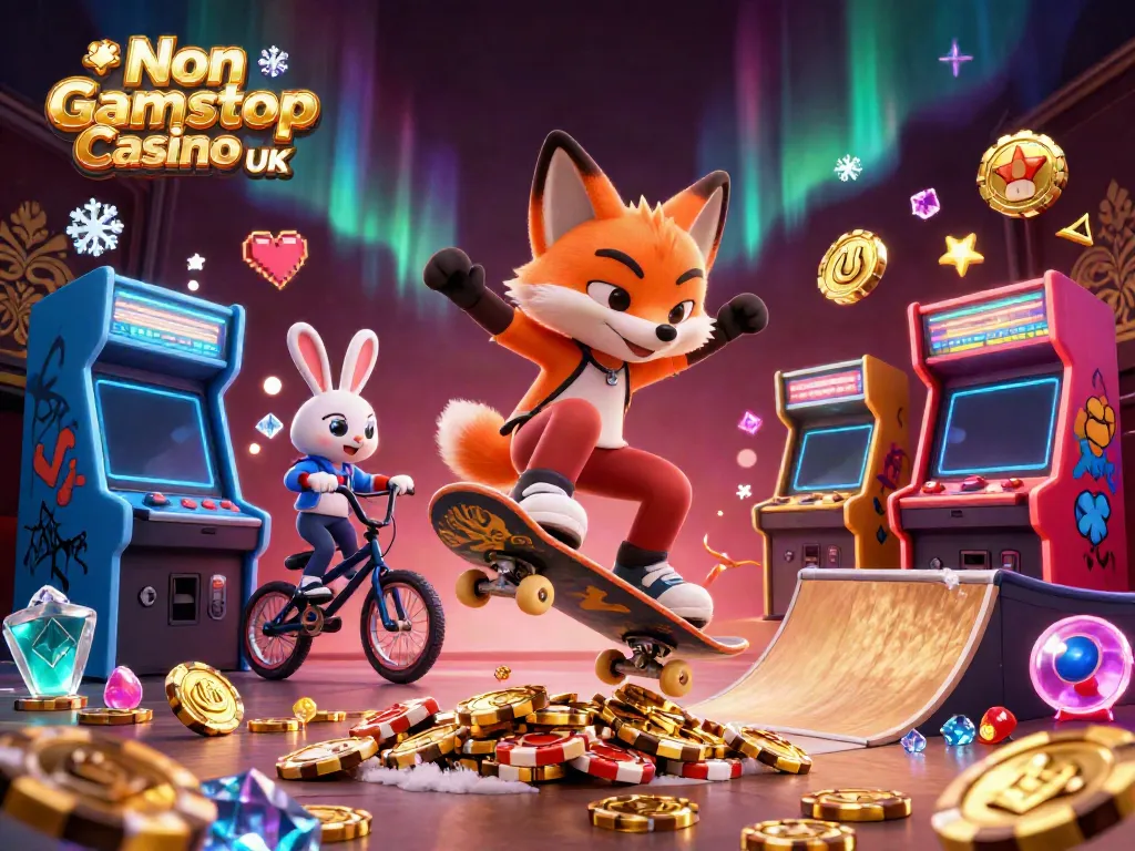 Experience top thrills at Non Gamstop Casino UK with vibrant characters and energetic casino elements.