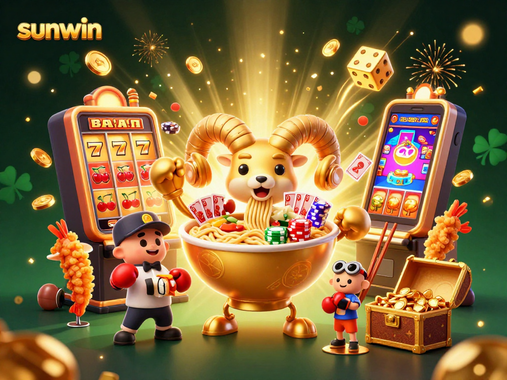 Win big with sunwin at the vibrant casino scene featuring engaging characters and dynamic elements.