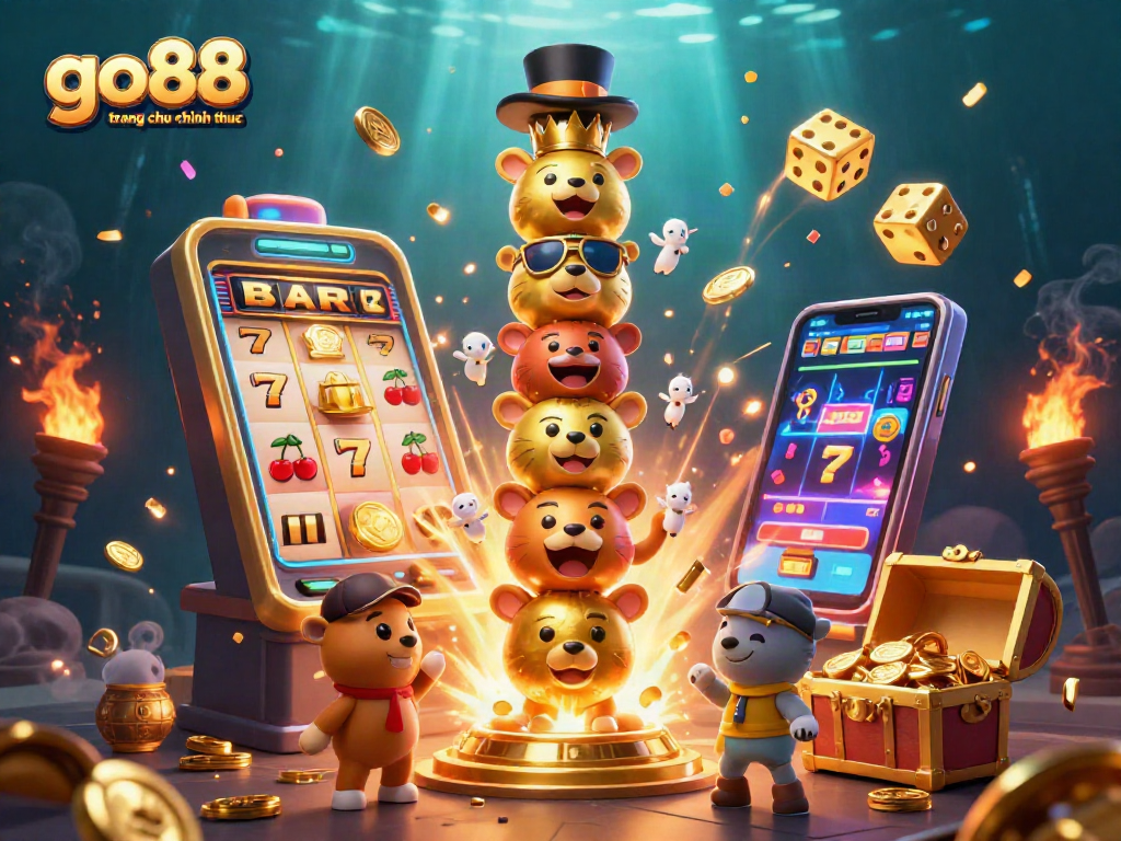 Experience go88 trang chu chinh thuc with vibrant casino elements and a golden totem, showcasing exciting gameplay and winning moments.
