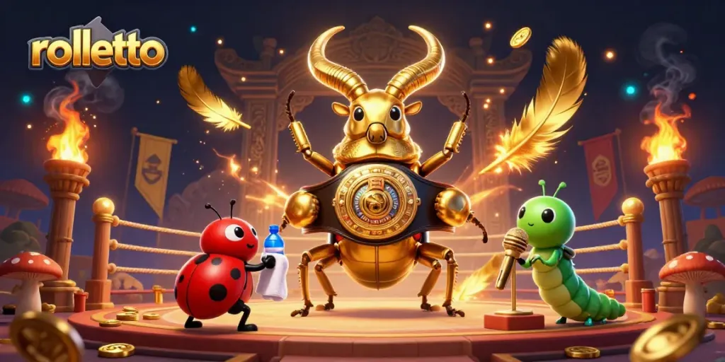 Experience excitement at Rolletto Casino with a vibrant boxing showdown amidst dazzling gaming elements.