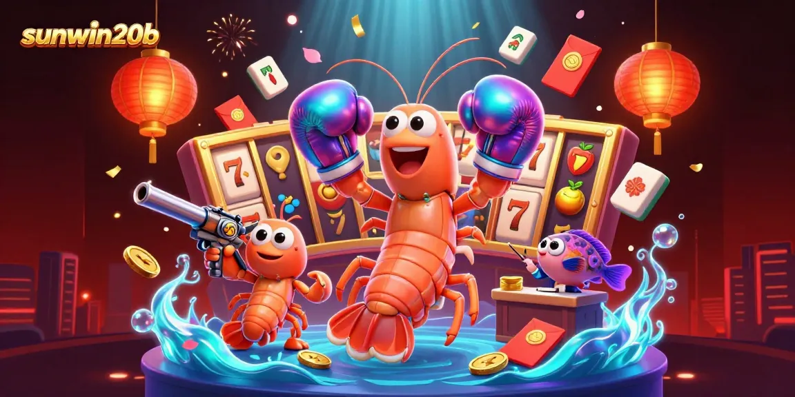 Experience the thrilling excitement of slot games with sunwin20b featuring vibrant characters, jackpot symbols, and festive elements.